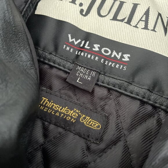 M. Julian Wilson’s Leather Thinsulate Black Jacket Winter Coat Men’s Large (IN) - Picture 4 of 11